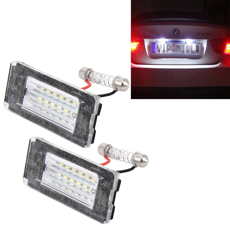 2 PCS License Plate Light with 18  SMD-3528 Lamps for BMW MINI R56,2W 120LM,6000K, DC12V (White Light) - License Plate Lights by buy2fix | Online Shopping UK | buy2fix