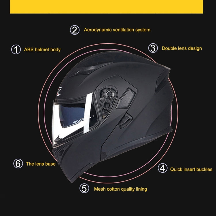 GXT Motorcycle ABS Shell Anti-fog  Double-len Inner Sun Visor Safety Helmet, Size: M(Matte Black) - Helmets by GXT | Online Shopping UK | buy2fix
