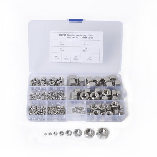 220 PCS Car 304 Stainless Steel Hexagon Socket Screws Assortment Kit M2-M12 - In Car by buy2fix | Online Shopping UK | buy2fix