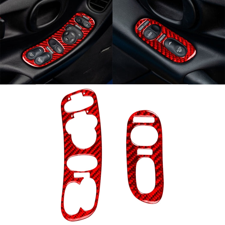 2 in 1 Car Carbon Fiber Door Control Panel Memory Seat Sticker Set for Chevrolet Corvette C5 1998-2004, Left Drive (Red) - In Car by buy2fix | Online Shopping UK | buy2fix