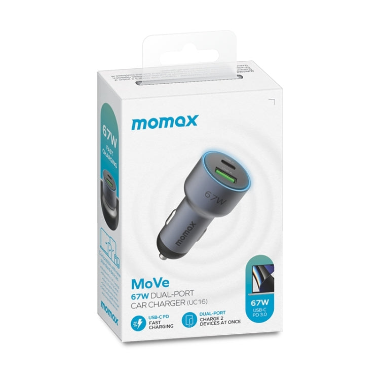 MOMAX UC16E 67W USB-C / Type-C + USB Dual Ports Car Charger - Car Charger by MOMAX | Online Shopping UK | buy2fix