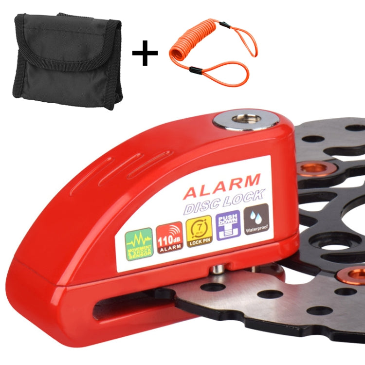 Motorcycles / Bicycle Anti-theft Lock Alarm Disc Brakes Lock with Cable and Bag (Red) - Theft Protection by buy2fix | Online Shopping UK | buy2fix