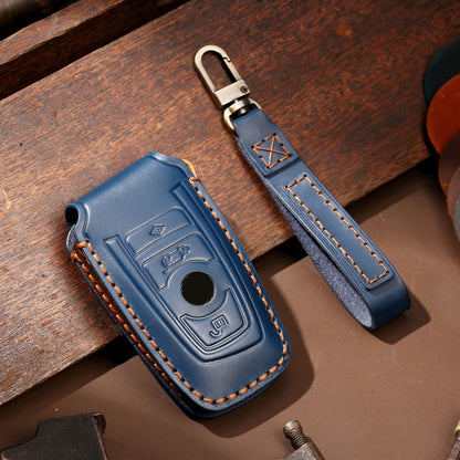 Hallmo Car Cowhide Leather Key Protective Cover Key Case for Old BMW(Blue) -  by Hallmo | Online Shopping UK | buy2fix