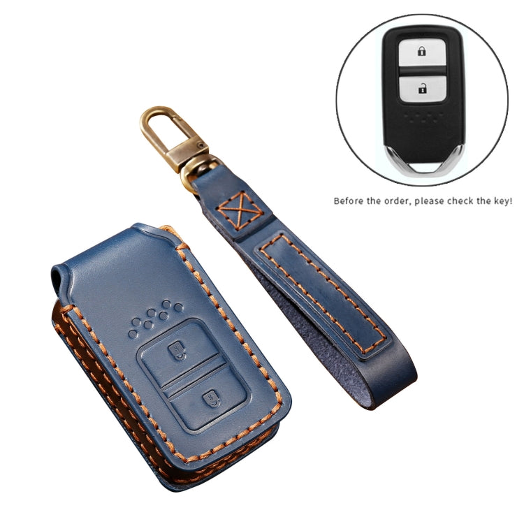 Hallmo Car Cowhide Leather Key Protective Cover Key Case for Honda 2-button(Blue) -  by Hallmo | Online Shopping UK | buy2fix