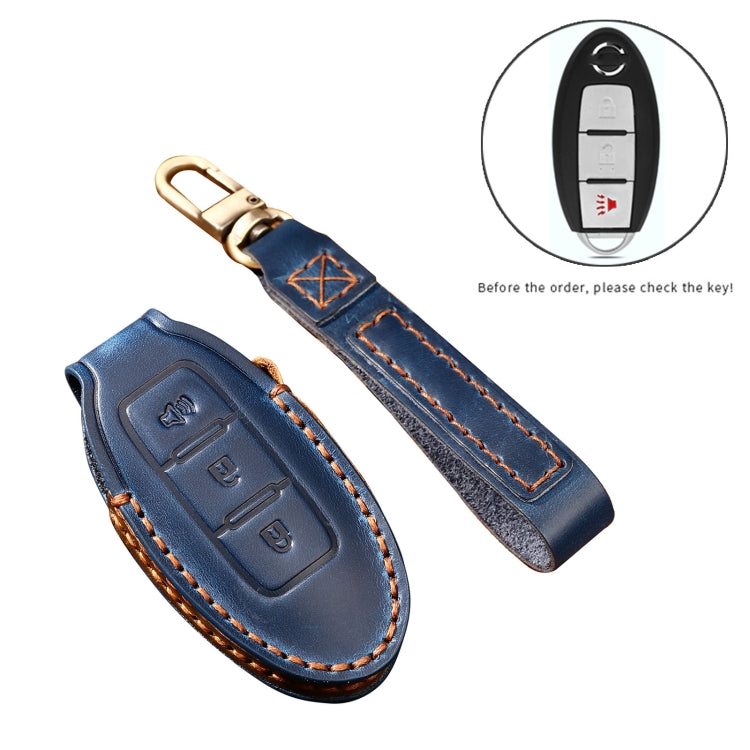 Hallmo Car Cowhide Leather Key Protective Cover Key Case for Nissan Sylphy 3-button Horn(Black) -  by Hallmo | Online Shopping UK | buy2fix