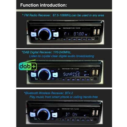 1-Din Car DAB Radio Player Stereo System FM Receiver, Support Bluetooth & U Disk & MP3 & TF Card -  by buy2fix | Online Shopping UK | buy2fix