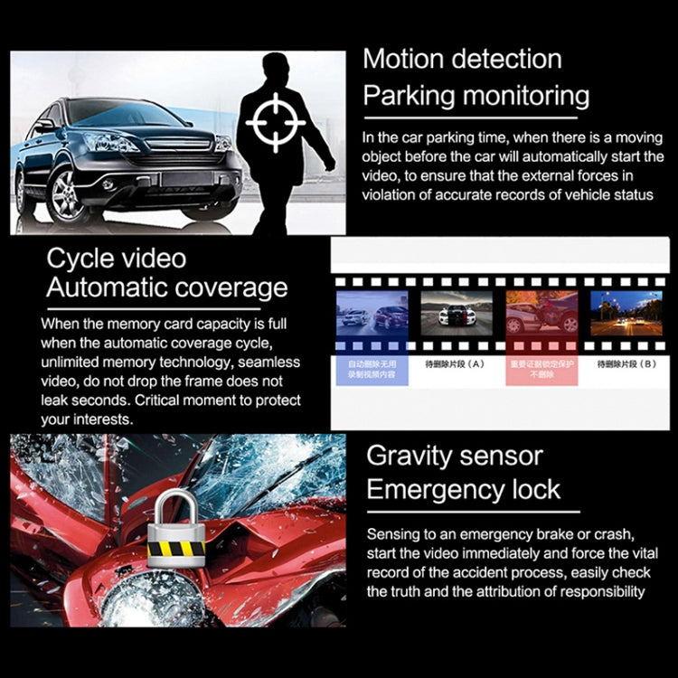 V9 HD 3 inch Car Single Camera Night Vision Driving Recorder Jerry Scheme - Car DVRs by buy2fix | Online Shopping UK | buy2fix