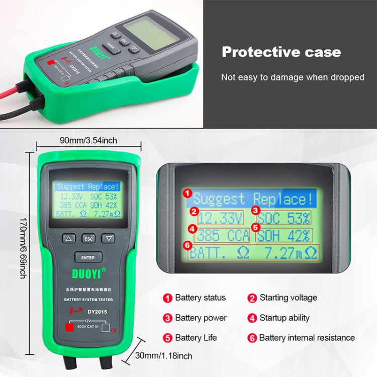 DUOYI DY2015 Car 12V Battery Tester Digital Diagnostic Tools - Electronic Test by DUOYI | Online Shopping UK | buy2fix