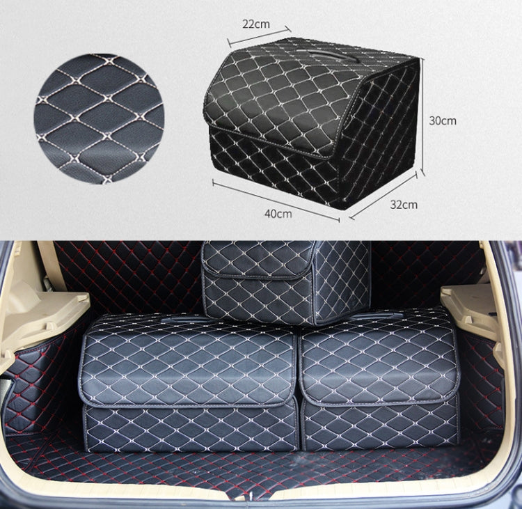 Car Trunk Foldable Storage Box, Rhombic Grid Middle Size: 40 x 32 x 30cm (Beige) - In Car by buy2fix | Online Shopping UK | buy2fix