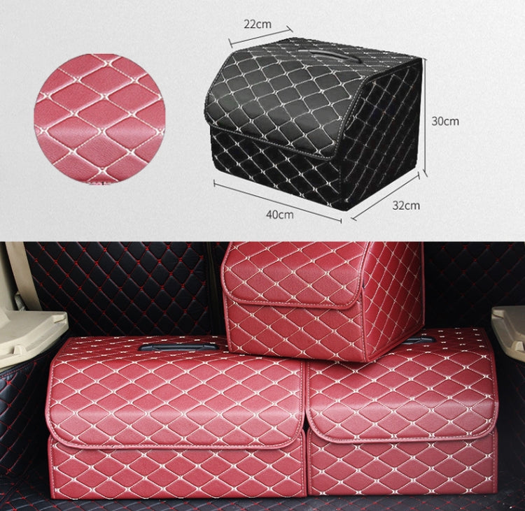 Car Trunk Foldable Storage Box, Rhombic Grid Middle Size: 40 x 32 x 30cm (Wine Red) - In Car by buy2fix | Online Shopping UK | buy2fix