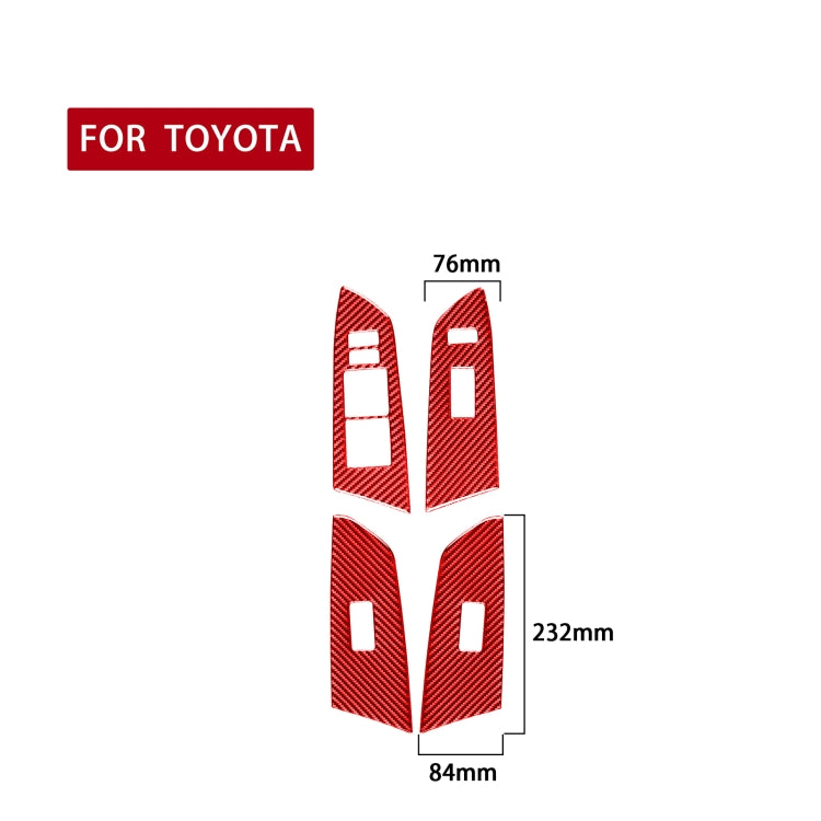 4 PCS / Set Carbon Fiber Car Glass Lift Switch Ring Decorative Sticker for Toyota Tundra 2014-2018,Left Drive (Red) - In Car by buy2fix | Online Shopping UK | buy2fix