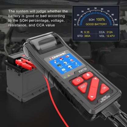 KONNWEI KW720 Car 3.2 inch 6V-24V Lead-acid Battery Tester with Printer - In Car by KONNWEI | Online Shopping UK | buy2fix