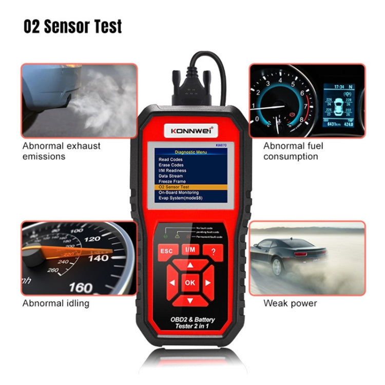 KONNWEI KW870 2 in 1 Car OBD2 Fault Diagnosis + Battery Tester - In Car by KONNWEI | Online Shopping UK | buy2fix