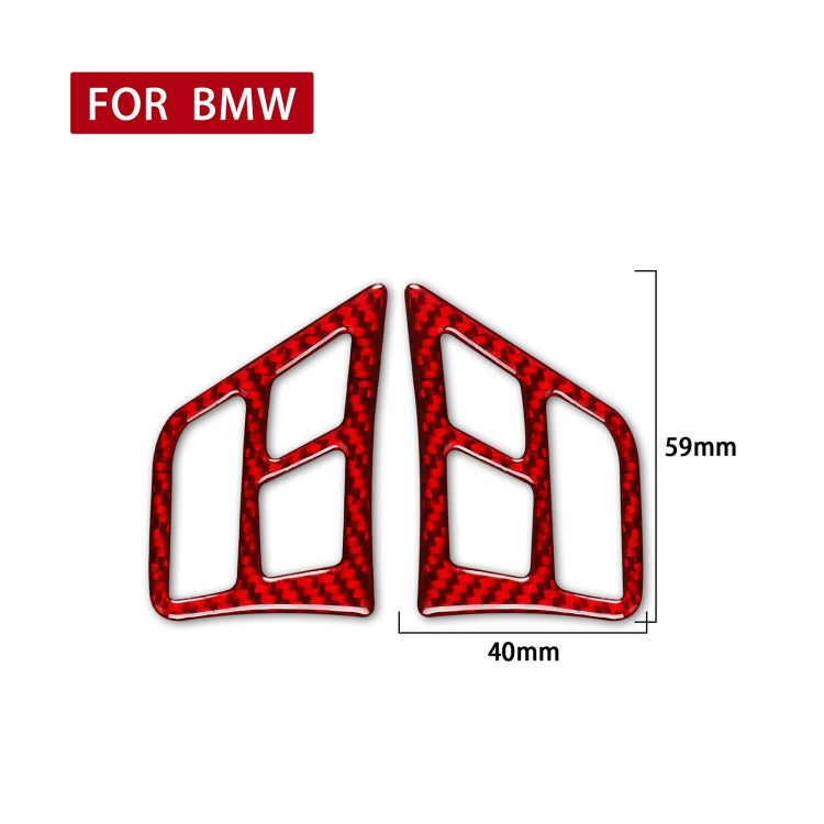 2 PCS Set for BMW 3 Series E90 Carbon Fiber Car Steering Wheel Button Frame Decorative Sticker,Left and Right Drive Universal (Red) - In Car by buy2fix | Online Shopping UK | buy2fix