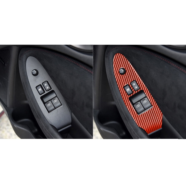 2 in 1 Car Carbon Fiber Window Lift Panel Decorative Sticker for Nissan 370Z / Z34 2009-, Right Drive Low-configured (Red) - In Car by buy2fix | Online Shopping UK | buy2fix