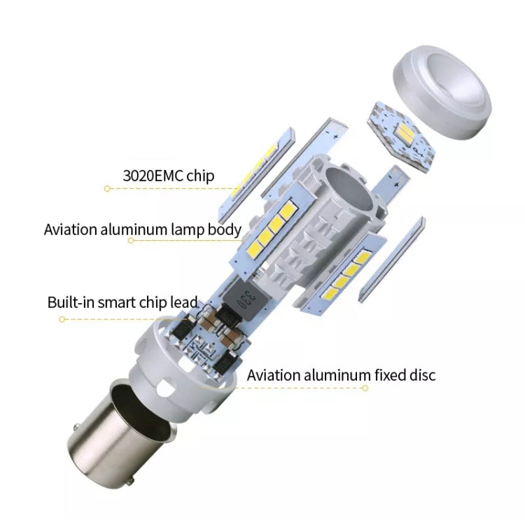 2pcs 1156 IC12-28V / 16.68W / 1.39A Car 3020EMC-26 Constant Current Wide Voltage Turn Signal Light (Yellow Light) - In Car by buy2fix | Online Shopping UK | buy2fix