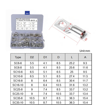 90 in 1 Boat / Car Bolt Hole Tinned Copper Terminals Set Wire Terminals Connector Cable Lugs SC Terminals - In Car by buy2fix | Online Shopping UK | buy2fix