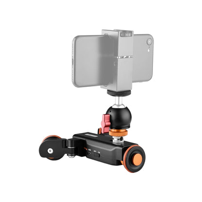 YELANGU L4X-BC Camera Wheel Dolly II Electric Track Slider 3-Wheel Video Pulley Rolling Dolly Car with Ballhead, Load: 3kg (Black) - Camera Accessories by YELANGU | Online Shopping UK | buy2fix