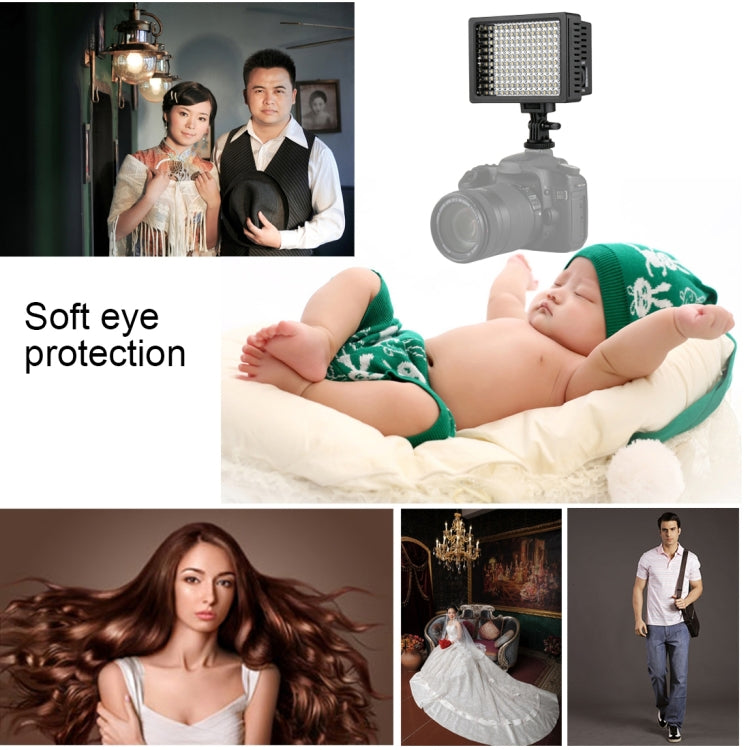 HD-160 White Light LED Video Light on-Camera Photography Lighting Fill Light for Canon, Nikon, DSLR Camera with 3 Filter Plates - Camera Accessories by buy2fix | Online Shopping UK | buy2fix