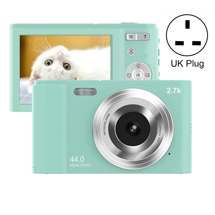 DC302 2.88 inch 44MP 16X Zoom 2.7K Full HD Digital Camera Children Card Camera, UK Plug (Green) - Consumer Electronics by buy2fix | Online Shopping UK | buy2fix