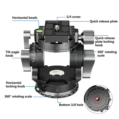 BEXIN DT-02S/S 2D 360 Degree Panorama Heavy Duty Tripod Action Fluid Drag Head with Quick Release Plate - Tripod Heads by BEXIN | Online Shopping UK | buy2fix