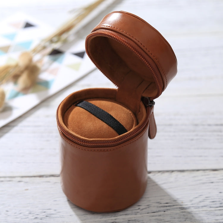 Small Lens Case Zippered PU Leather Pouch Box for DSLR Camera Lens, Size: 11x8x8cm(Brown) - Camera Accessories by buy2fix | Online Shopping UK | buy2fix