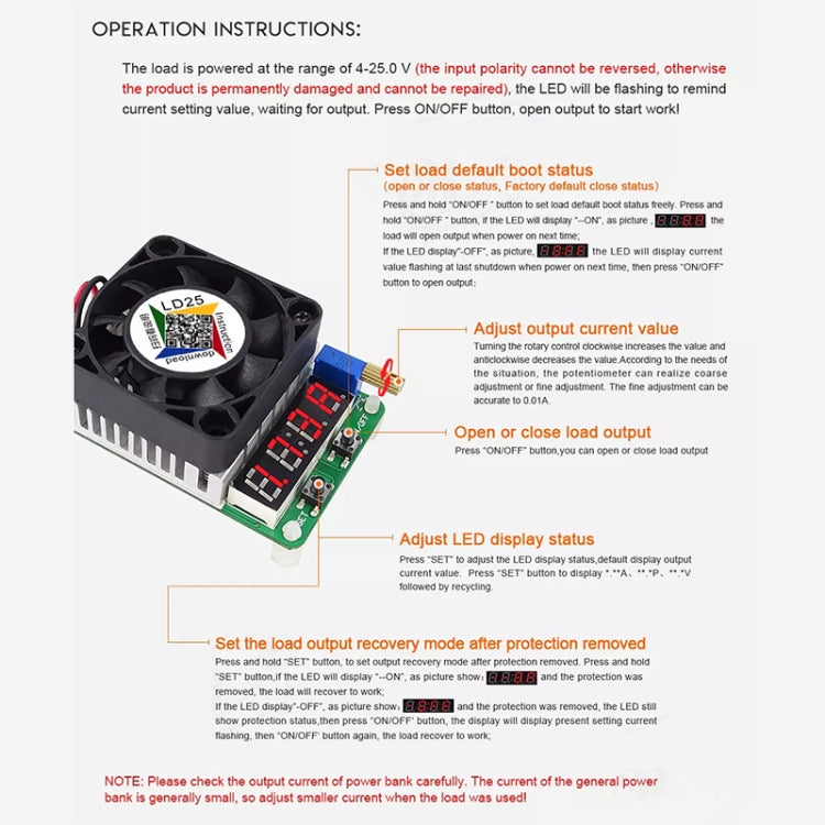 LD25 Adjustable Current Voltage Electronic USB Load Resistor Discharge Battery Test - Consumer Electronics by buy2fix | Online Shopping UK | buy2fix