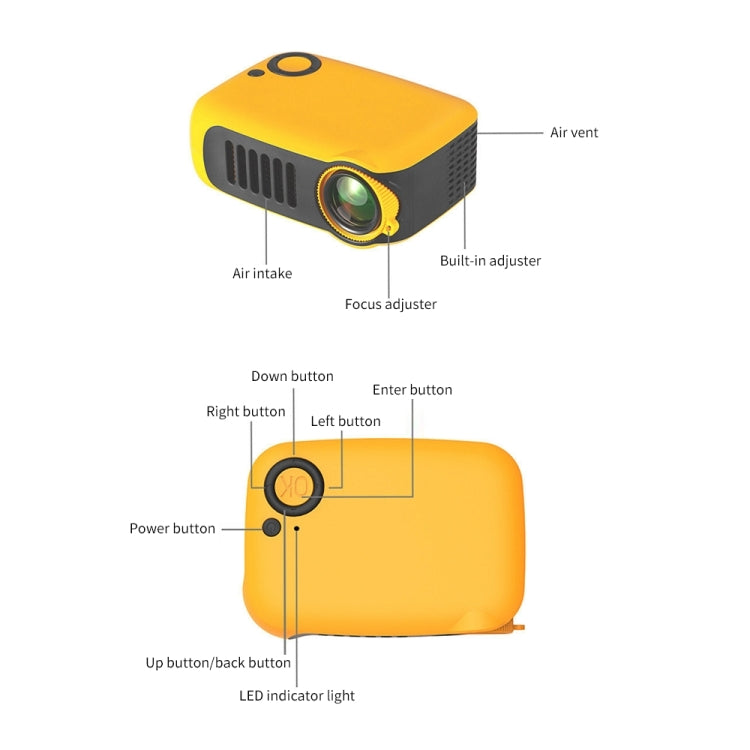 A2000 Portable Projector 800 Lumen LCD Home Theater Video Projector, Support 1080P, EU Plug (Black) - Consumer Electronics by buy2fix | Online Shopping UK | buy2fix