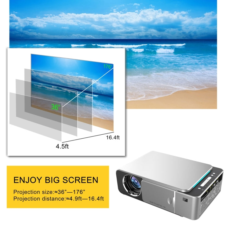 T6 2000ANSI Lumens 1080P LCD Mini Theater Projector, Phone Version, AU Plug(Silver) - Consumer Electronics by buy2fix | Online Shopping UK | buy2fix