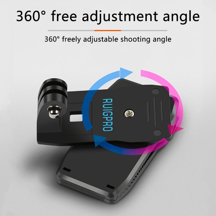 RUIGPRO 360 Degree Rotation Backpack Rec-Mounts Clip Clamp Mount with Screw for GoPro HERO9 Black / HERO8 Black /7 /6 /5 /5 Session /4 Session /4 /3+ /3 /2 /1, DJI Osmo Action, Xiaoyi and Other Action Cameras(Black) - DJI & GoPro Accessories by RUIGPRO | Online Shopping UK | buy2fix