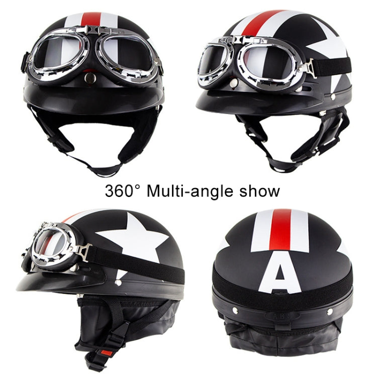 Soman Electromobile Motorcycle Half Face Helmet Retro Harley Helmet with Goggles(Matte Black) -  by SOMAN | Online Shopping UK | buy2fix