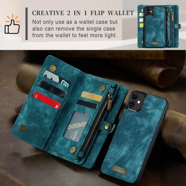 For iPhone 11 CaseMe-008 Detachable Multifunctional Horizontal Flip Leather Case with Card Slot & Holder & Zipper Wallet & Photo Frame (Blue) - Apple Accessories by CaseMe | Online Shopping UK | buy2fix