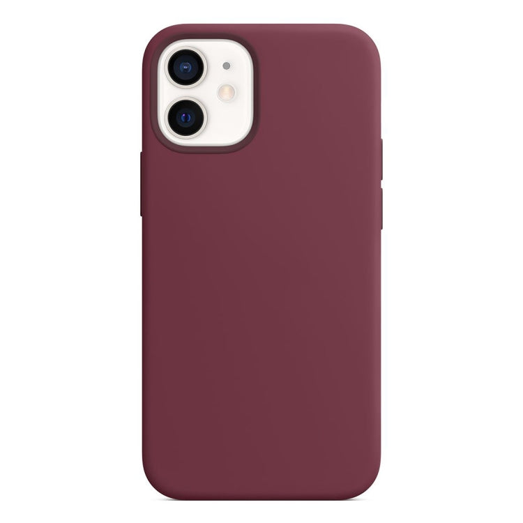 For iPhone 12 mini Magnetic Liquid Silicone Full Coverage Shockproof Magsafe Case with Magsafe Charging Magnet (Wine Red) - iPhone 12 mini Cases by buy2fix | Online Shopping UK | buy2fix