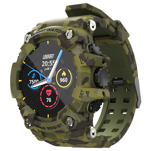 Lokmat ATTACK 1.28 inch TFT LCD Screen Smart Watch, Support Sleep Monitor / Heart Rate Monitor / Blood Pressure Monitor(Camouflage Green) - Smart Wear by Lokmat | Online Shopping UK | buy2fix