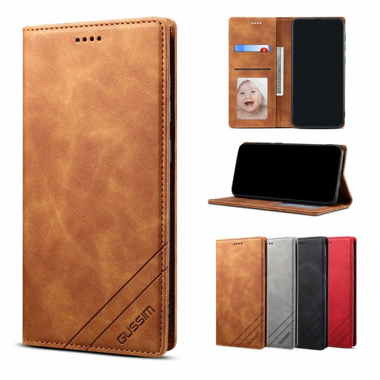 For Samsung Galaxy S20 FE GUSSIM GS-001 Business Style Horizontal Flip Skin Feel PU Leather Case with Holder & Card Slots & Wallet & Photo Frame(Brown) - Galaxy S20 FE Cases by GUSSIM | Online Shopping UK | buy2fix