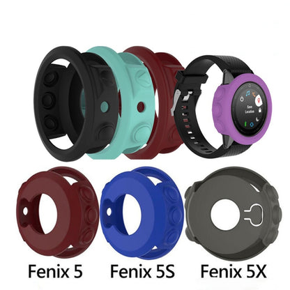 For Garmin Fenix 5S Solid Color Silicone Watch Protective Case(Black) - Screen Protector by buy2fix | Online Shopping UK | buy2fix