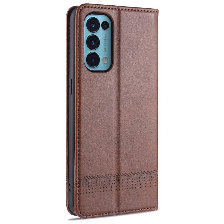 For Oppo Reno5 5G AZNS Magnetic Calf Texture Horizontal Flip Leather Case with Card Slots & Holder & Wallet(Dark Brown) - OPPO Cases by AZNS | Online Shopping UK | buy2fix