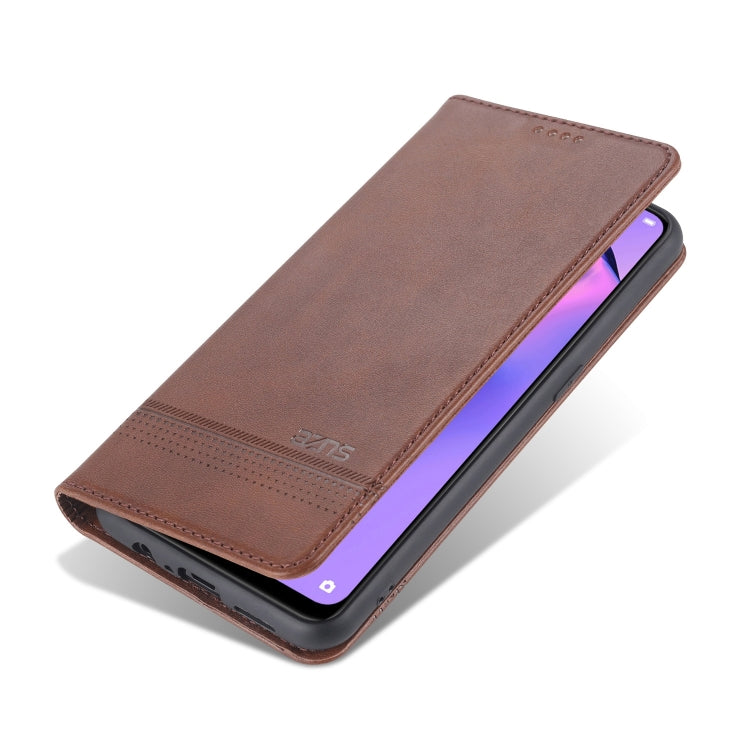 For Oppo Reno5 5G AZNS Magnetic Calf Texture Horizontal Flip Leather Case with Card Slots & Holder & Wallet(Dark Brown) - OPPO Cases by AZNS | Online Shopping UK | buy2fix