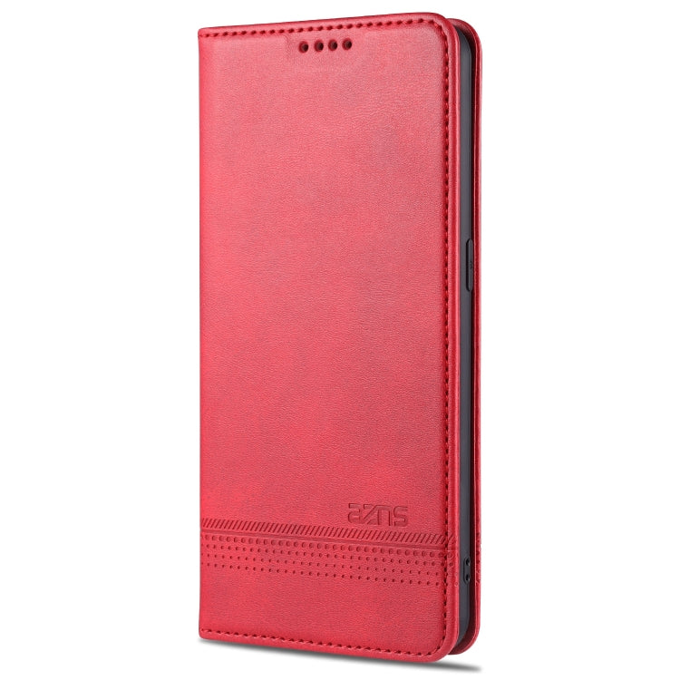 For Oppo Reno5 5G AZNS Magnetic Calf Texture Horizontal Flip Leather Case with Card Slots & Holder & Wallet(Red) - OPPO Cases by AZNS | Online Shopping UK | buy2fix