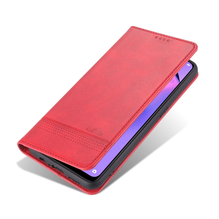 For Oppo Reno5 5G AZNS Magnetic Calf Texture Horizontal Flip Leather Case with Card Slots & Holder & Wallet(Red) - OPPO Cases by AZNS | Online Shopping UK | buy2fix