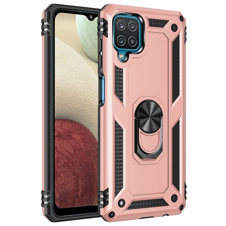 For Samsung Galaxy A12 5G Shockproof TPU + PC Protective Case with 360 Degree Rotating Holder(Rose Gold) - Samsung Accessories by buy2fix | Online Shopping UK | buy2fix