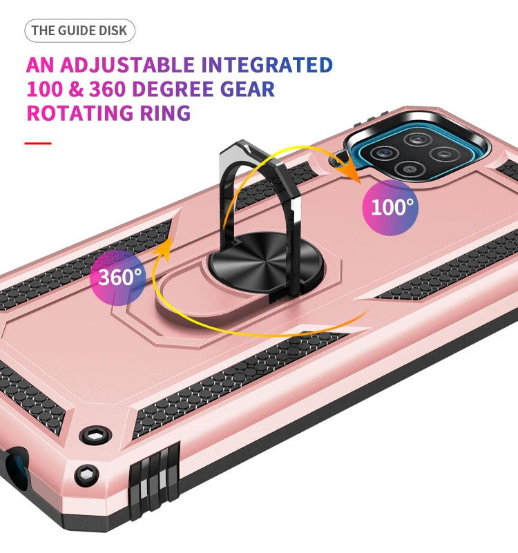 For Samsung Galaxy A12 5G Shockproof TPU + PC Protective Case with 360 Degree Rotating Holder(Rose Gold) - Samsung Accessories by buy2fix | Online Shopping UK | buy2fix