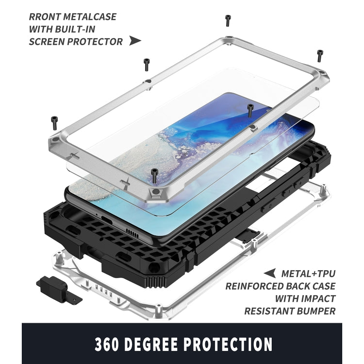 For Samsung Galaxy S21 Ultra 5G R-JUST Shockproof Waterproof Dust-proof Metal + Silicone Protective Case with Holder(Silver) - Samsung Accessories by R-JUST | Online Shopping UK | buy2fix