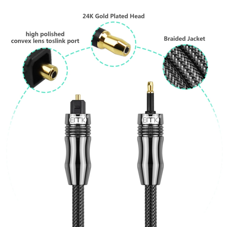 EMK OD6.0mm 3.5mm Digital Sound Toslink to Mini Toslink Digital Optical Audio Cable, Length:2m -  by EMK | Online Shopping UK | buy2fix