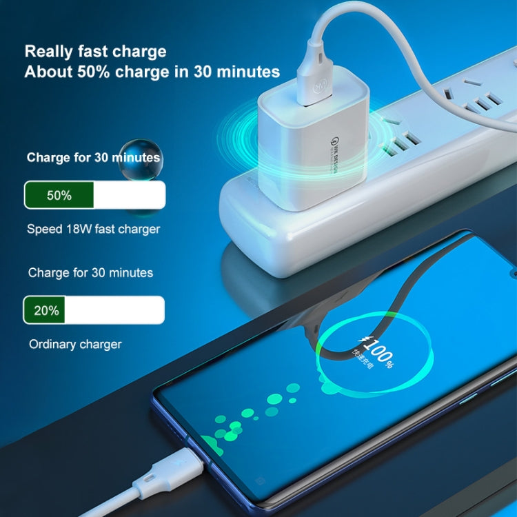 WK WP-U57 18W Speed QC3.0 Fast Charger + USB to Type-C / USB-C Data Cable, Plug Type:US Plug - USB Charger by WK | Online Shopping UK | buy2fix