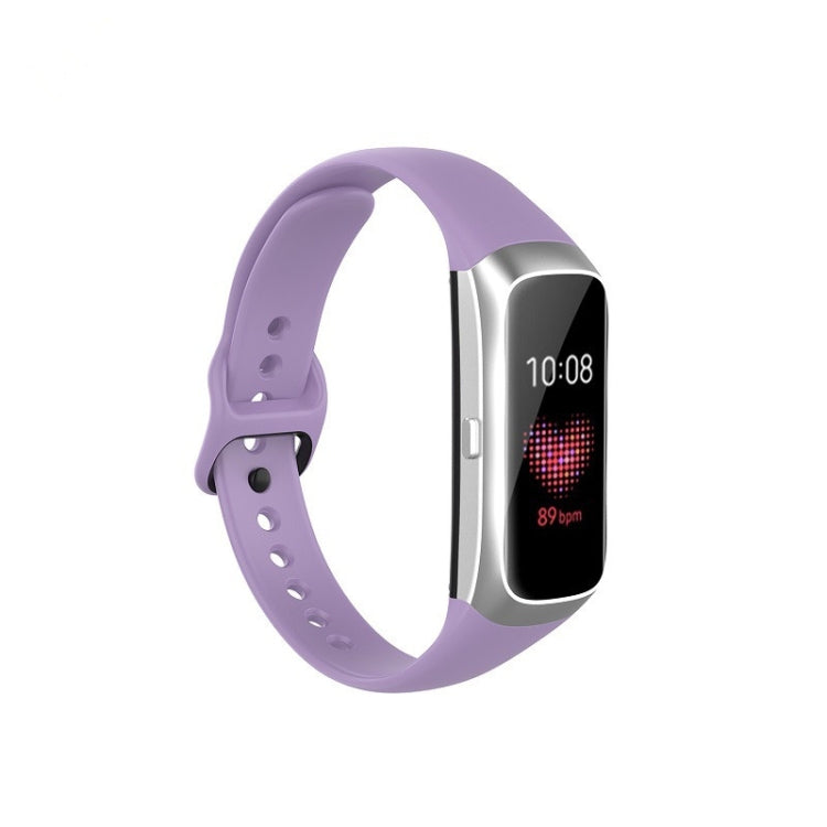 For Samsung Galaxy Fit SM-R370 Silicone Steel Shrapnel Black Buckle Watch Band(Light Purple) - Smart Wear by buy2fix | Online Shopping UK | buy2fix