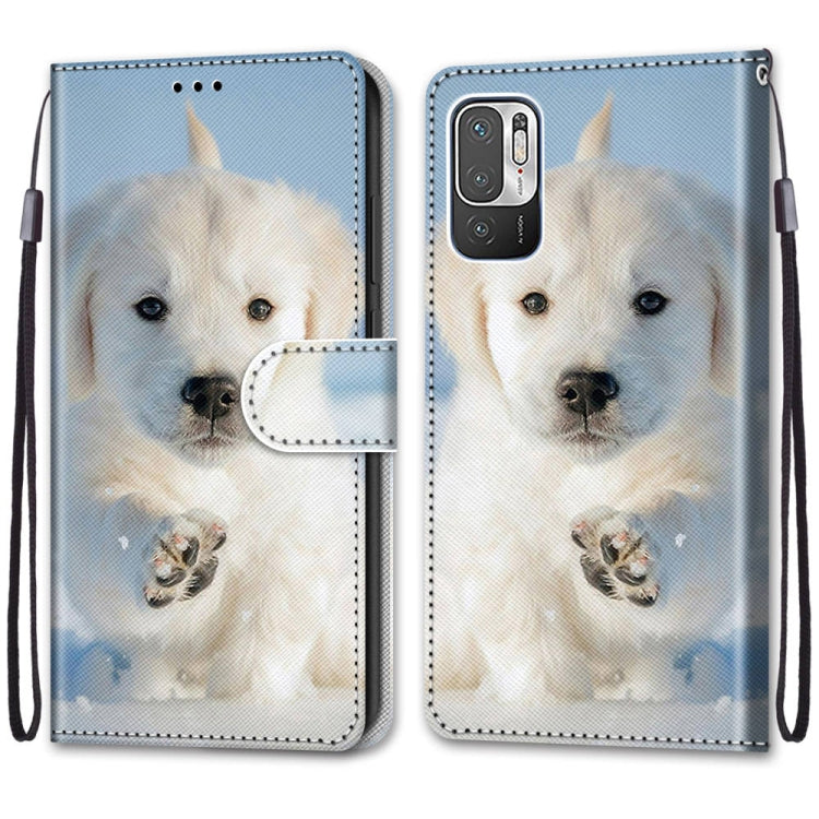 For Xiaomi Redmi Note 10 5G Coloured Drawing Cross Texture Horizontal Flip PU Leather Case with Holder & Card Slots & Wallet & Lanyard(Snow Puppy) - Xiaomi Cases by buy2fix | Online Shopping UK | buy2fix