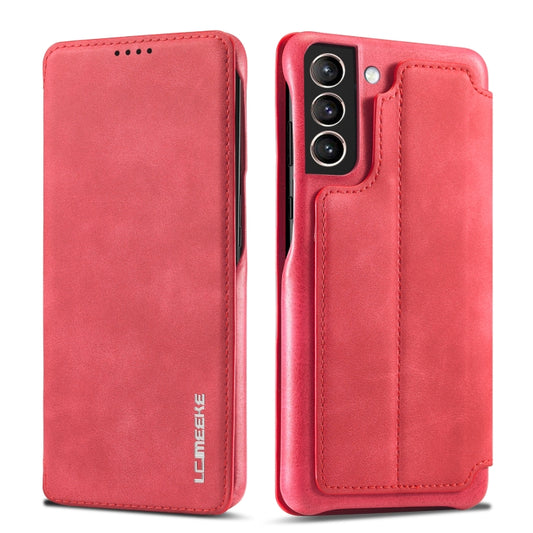 For Samsung Galaxy S21 FE LC.IMEEKE Hon Ancient Series Horizontal Flip Leather Case with Holder & Card Slot(Red) - Galaxy Phone Cases by LC.IMEEKE | Online Shopping UK | buy2fix