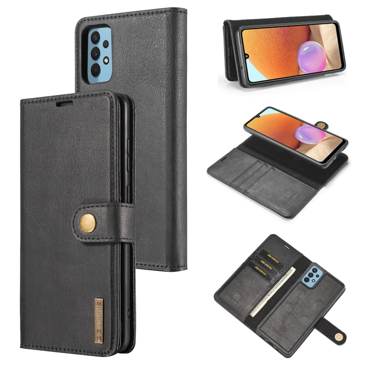 For Samsung Galaxy A32 4G DG.MING Crazy Horse Texture Flip Detachable Magnetic Leather Case with Holder & Card Slots & Wallet(Black) - Galaxy Phone Cases by DG.MING | Online Shopping UK | buy2fix