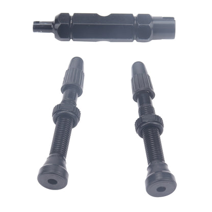 A5701 2 PCS 40mm Black French Tubeless Valve Core with Black Disassembly Tool for Road Bike - Outdoor & Sports by buy2fix | Online Shopping UK | buy2fix